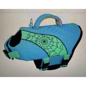 Dog Life Jacket with High Buoyancy, Reflective Strips, Rescue Handle, Small Blue